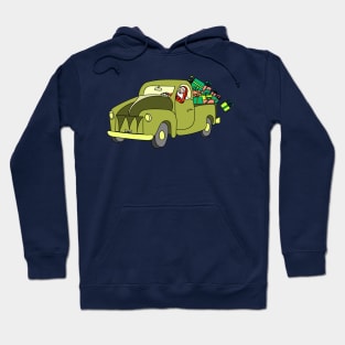 Santa Claus on pickup with Christmas gifts Hoodie